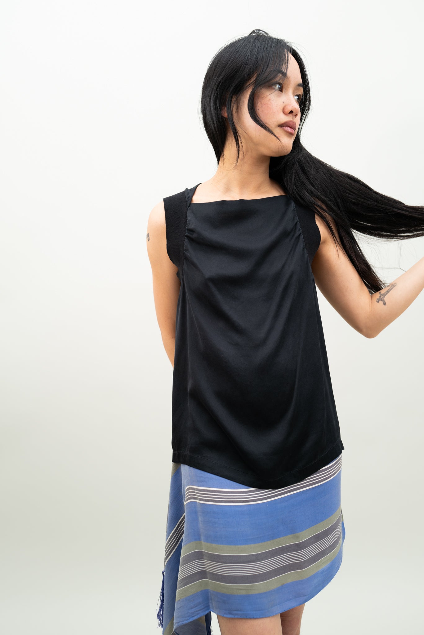 YVES SAINT LAURENT SILK/KNIT TANK