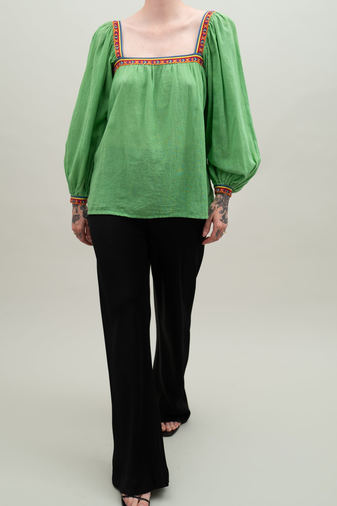 80S SAINT LAURENT LINEN TOP