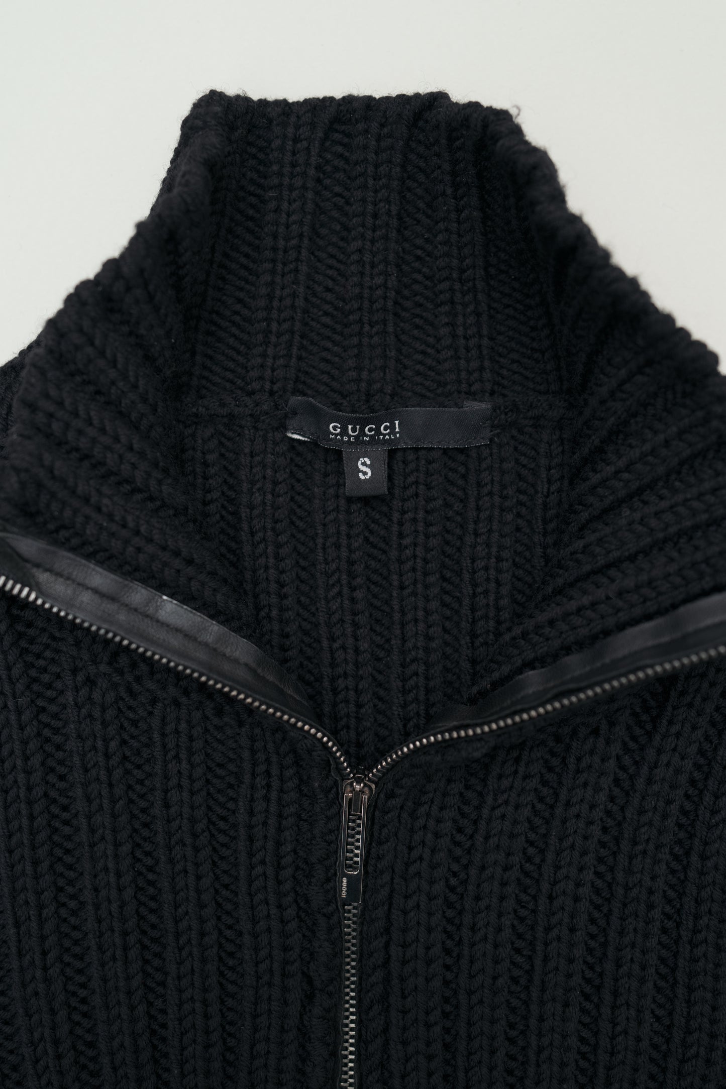 GUCCI RIBBED KNIT ZIP UP