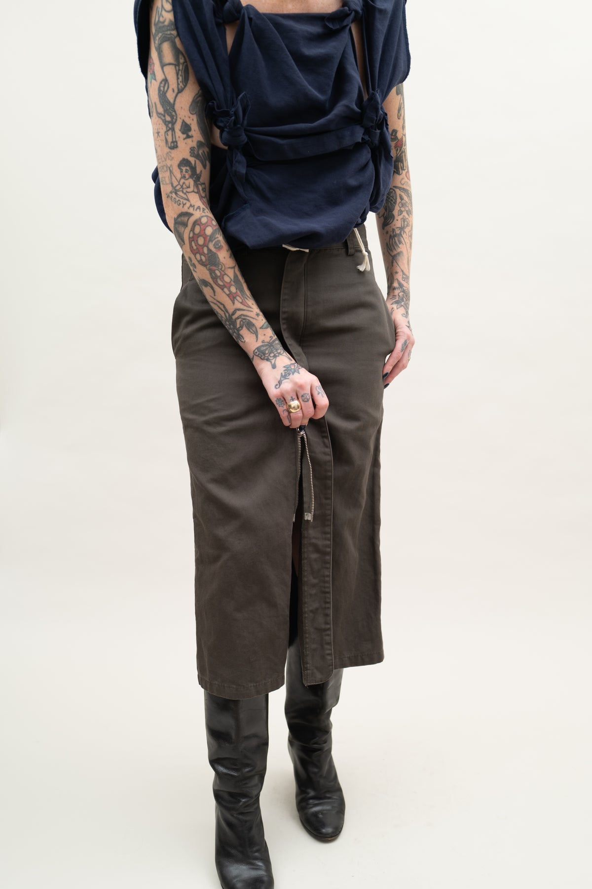 Y'S DOUBLE ZIP SKIRT