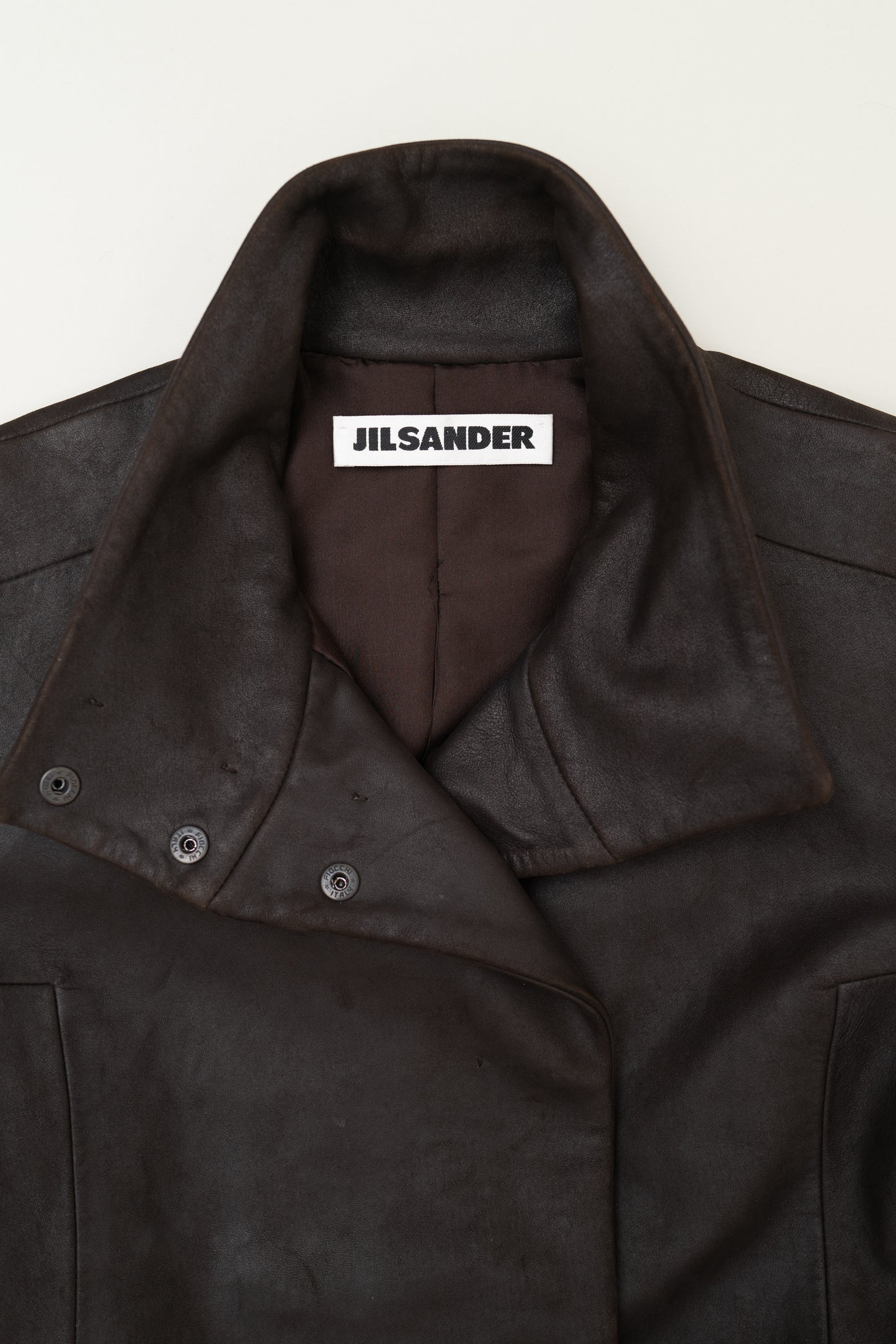 JIL SANDER LEATHER TRENCH COAT
