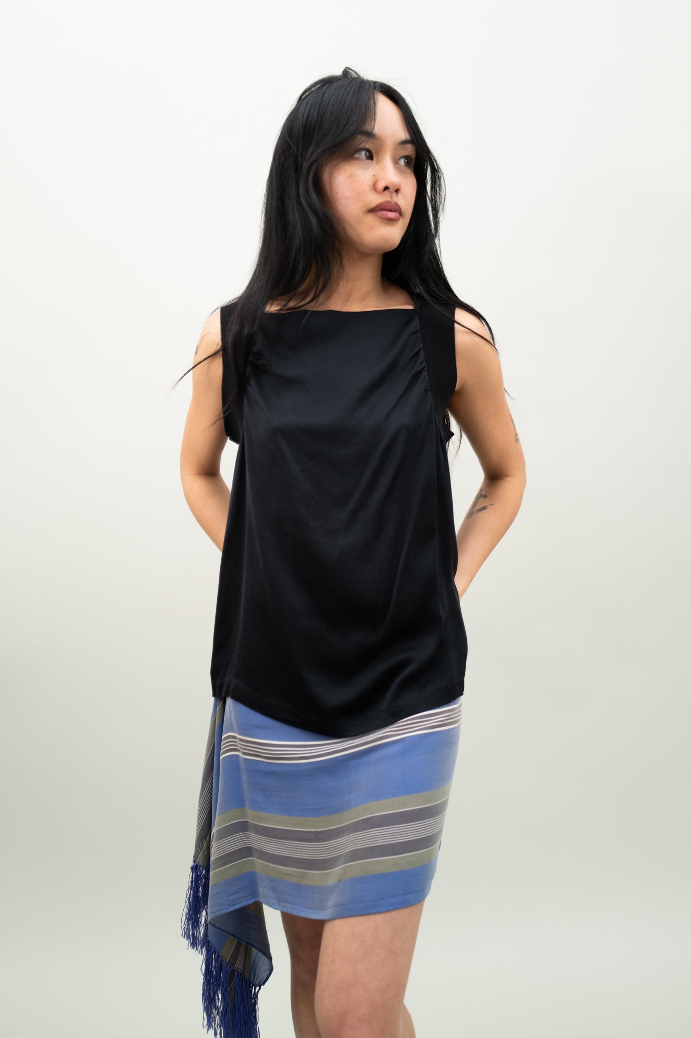 YVES SAINT LAURENT SILK/KNIT TANK