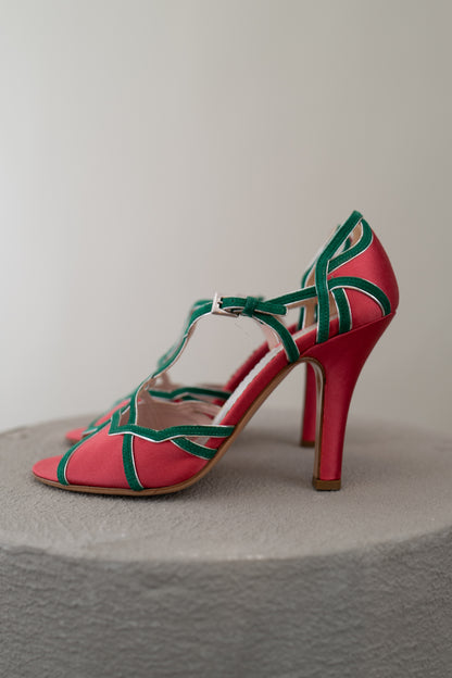 PRADA SATIN & SUEDE HEELS