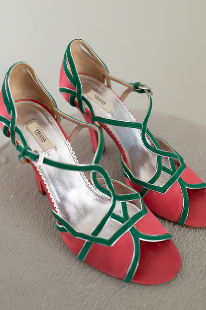 PRADA SATIN & SUEDE HEELS