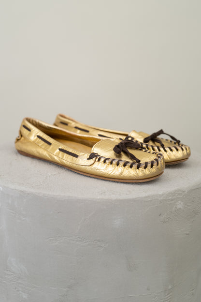 MIU MIU GOLD FLATS