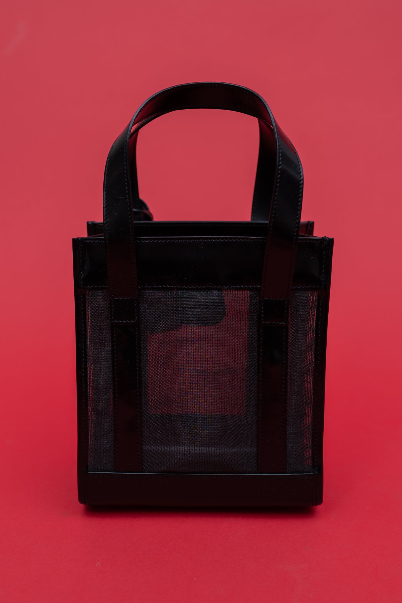 GUCCI LEATHER/MESH MINI TOTE BAG