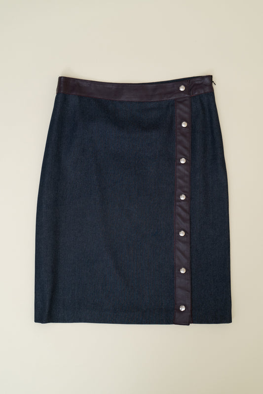 D&G DENIM & LEATHER SKIRT