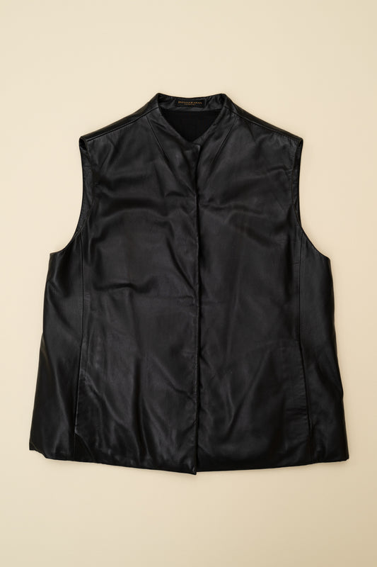 DONNA KARAN LEATHER PUFFER VEST