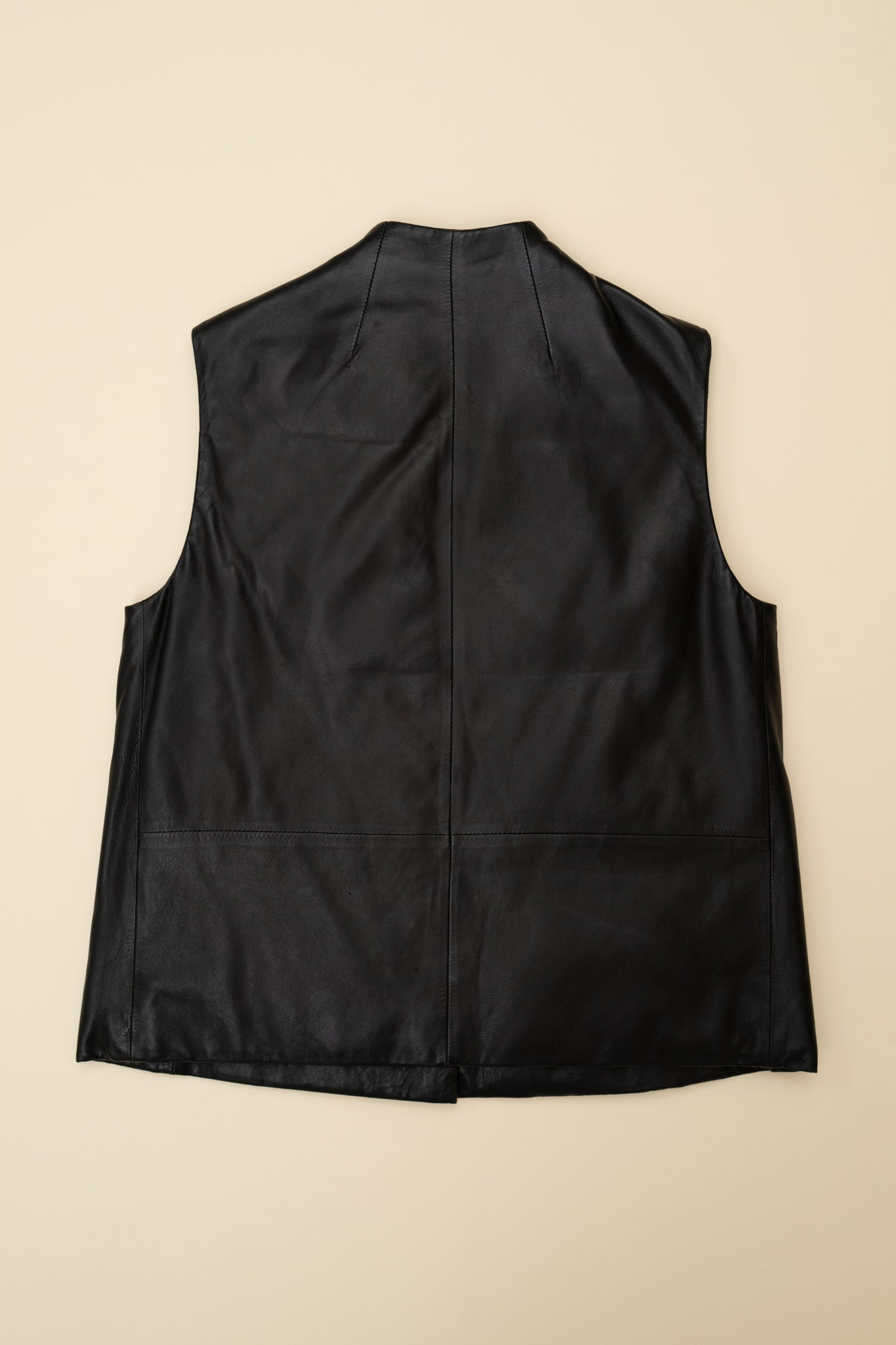 DONNA KARAN LEATHER PUFFER VEST