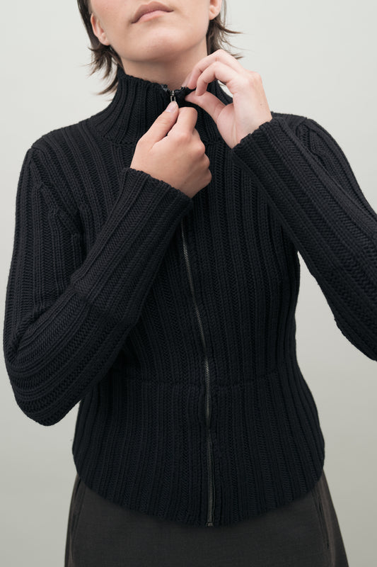 GUCCI RIBBED KNIT ZIP UP
