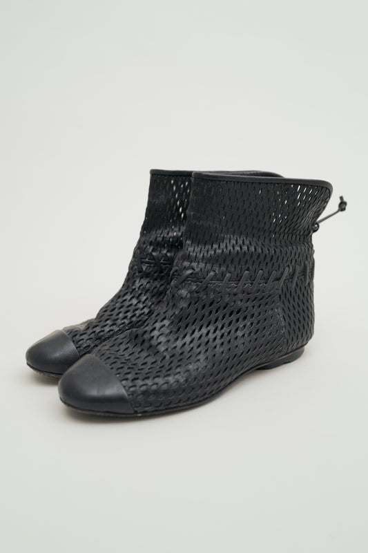 CHANEL PERFORATED LEATHER BOOTS