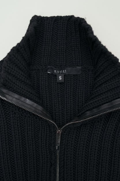 GUCCI RIBBED KNIT ZIP UP