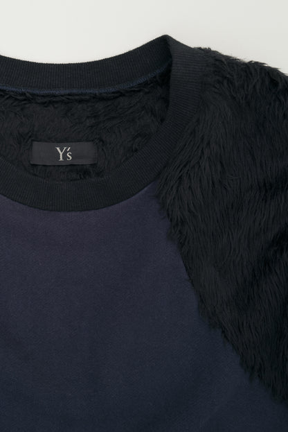 Y'S FAUX FUR PATCH SWEATER