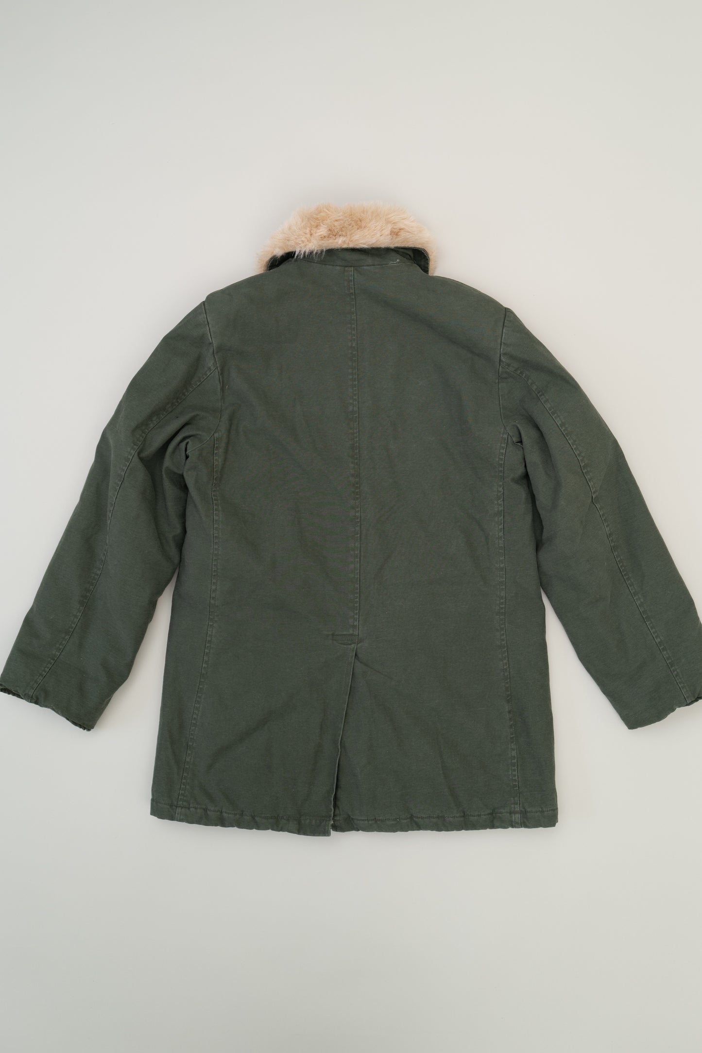 VINTAGE PEA COAT WITH FAUX FUL COLLAR