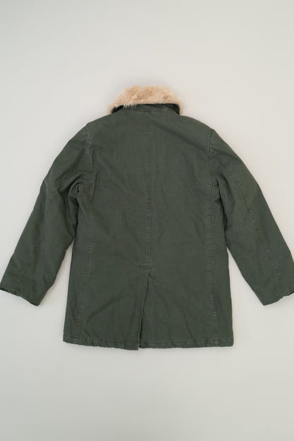 VINTAGE PEA COAT WITH FAUX FUL COLLAR