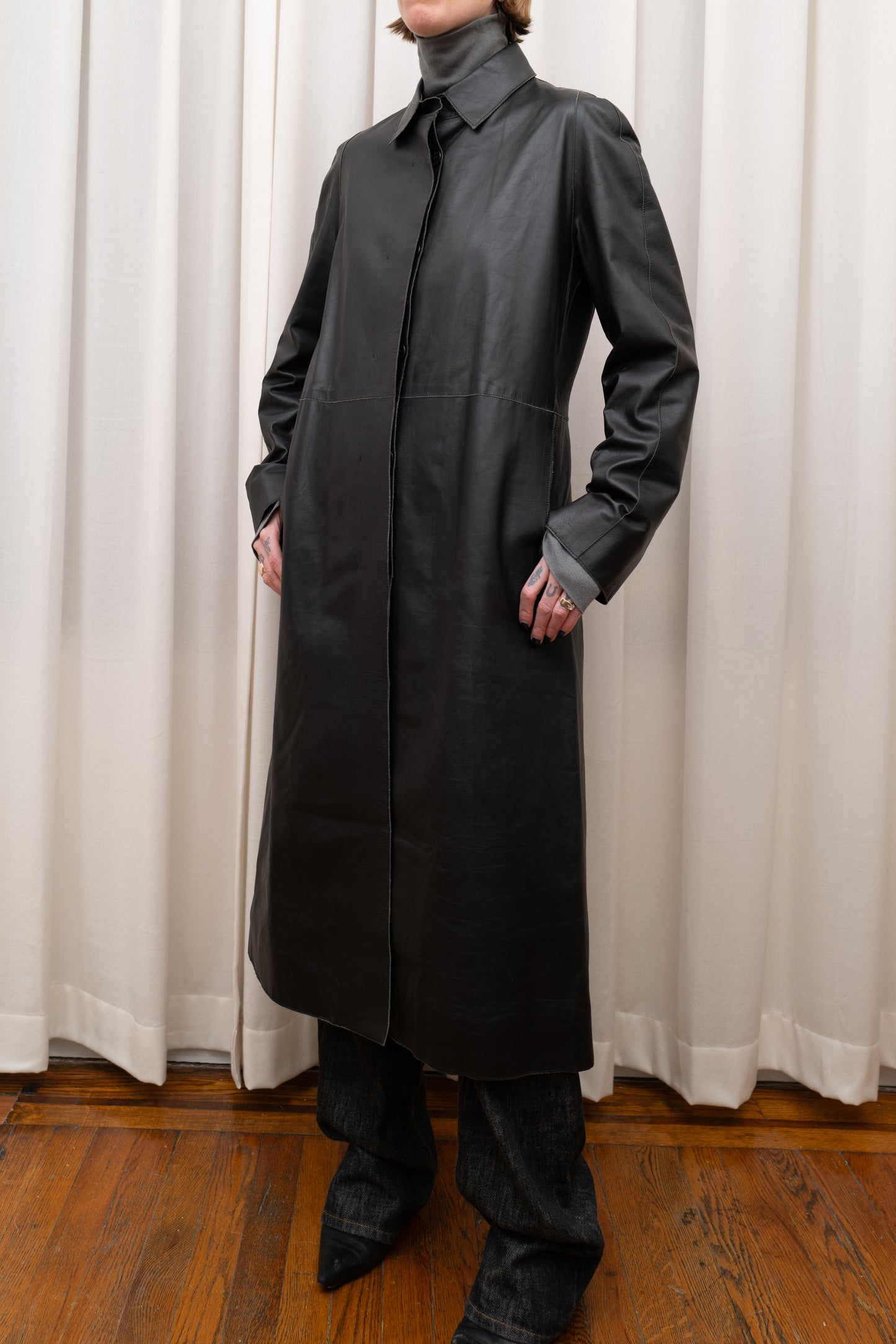 BALLY LEATHER TRENCH
