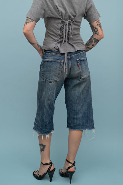 SUGAR CANE CUT OFF DENIM SHORTS
