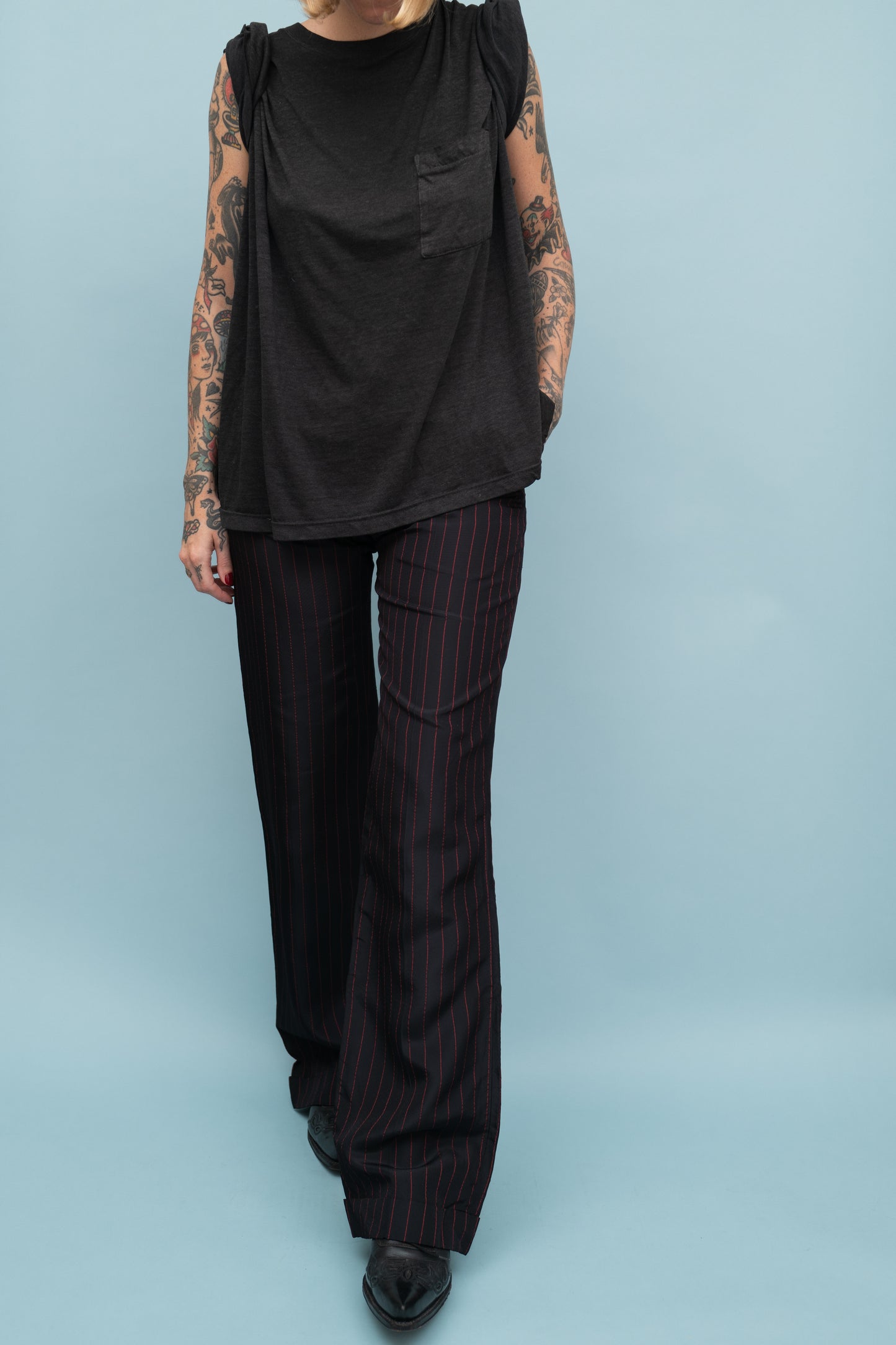 Y'S STRIPED TROUSERS