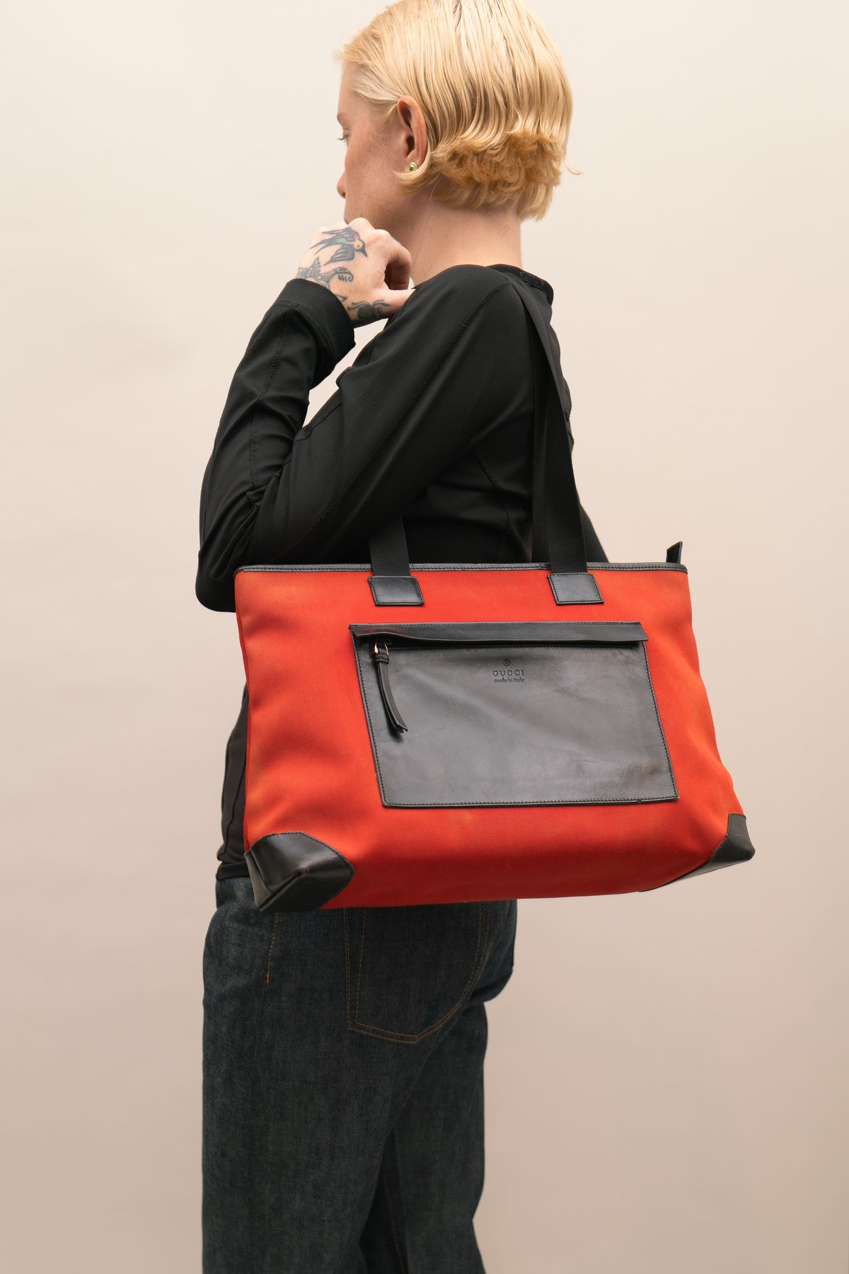 GUCCI NYLON/LEATHER TOTE