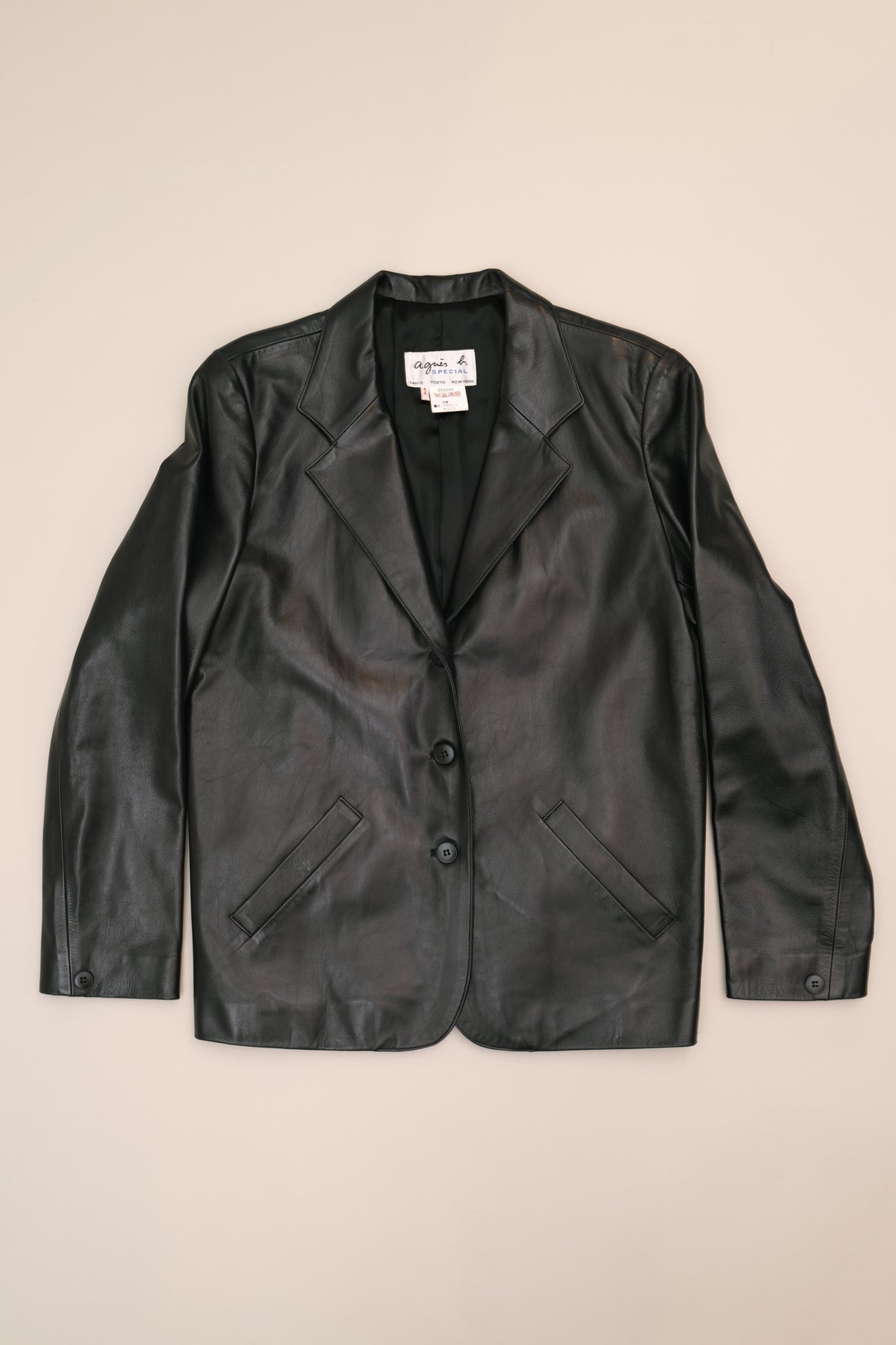 AGNES B. LEATHER BLAZER, 80'S