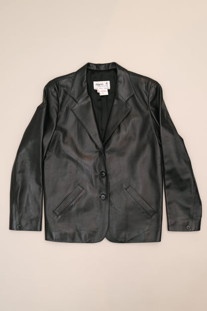 AGNES B. LEATHER BLAZER, 80'S
