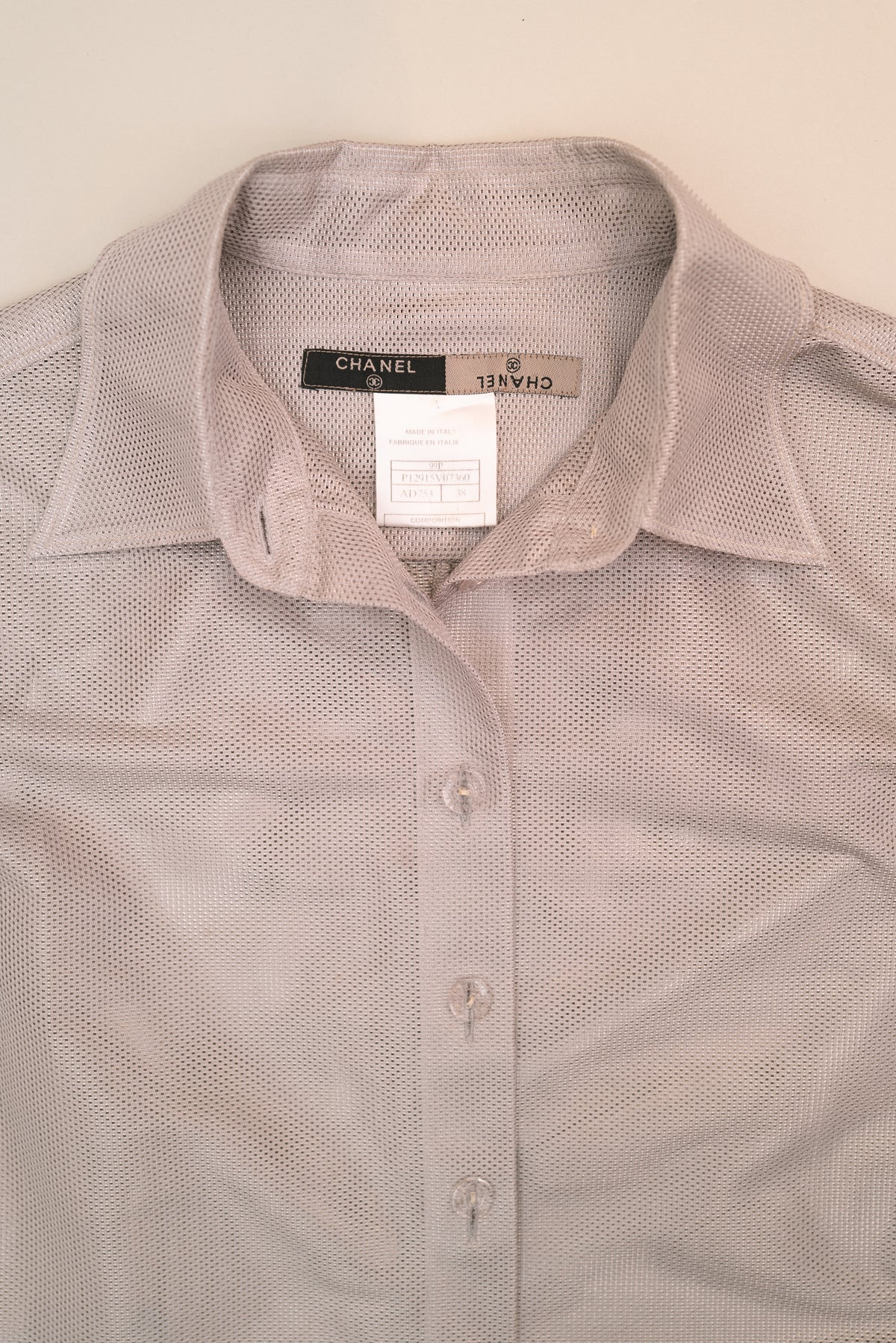 CHANEL MESH BUTTON UP,  SS 1999
